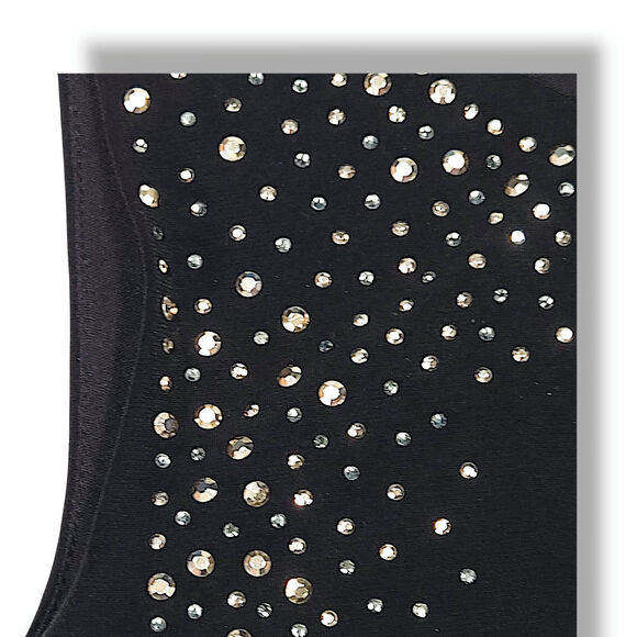 Calvin Klein Black Sleeveless Sheath Dress 2 Embellished Rhinestone Cocktail - Picture 4 of 10